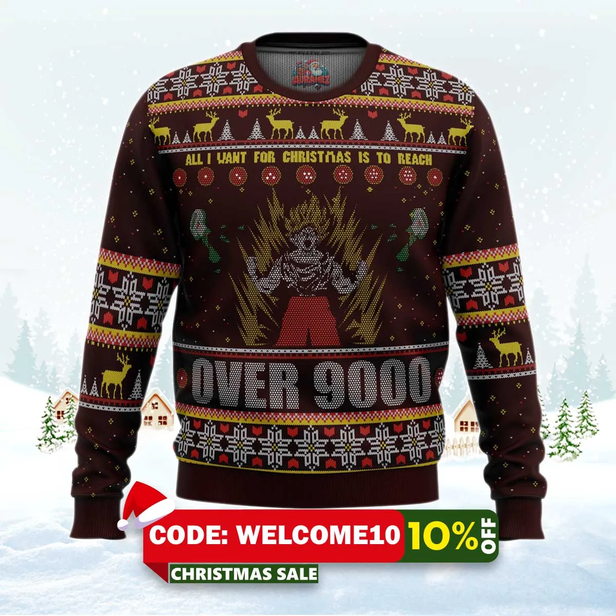 dbz goku over 9000 dragon ball z ugly christmas sweater 1 dbz goku over 9000 dragon ball z ugly christmas sweater 1