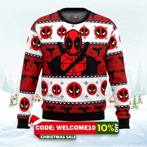 deadpool guy ugly christmas sweater 1