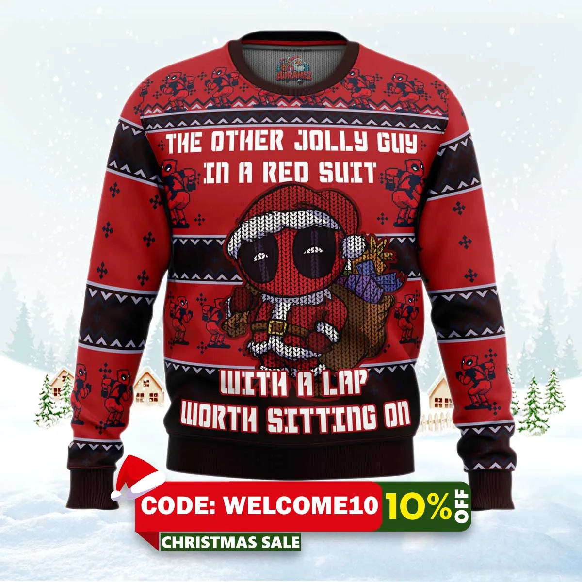 deadpool jolly red guy ugly christmas sweater 1 deadpool jolly red guy ugly christmas sweater 1
