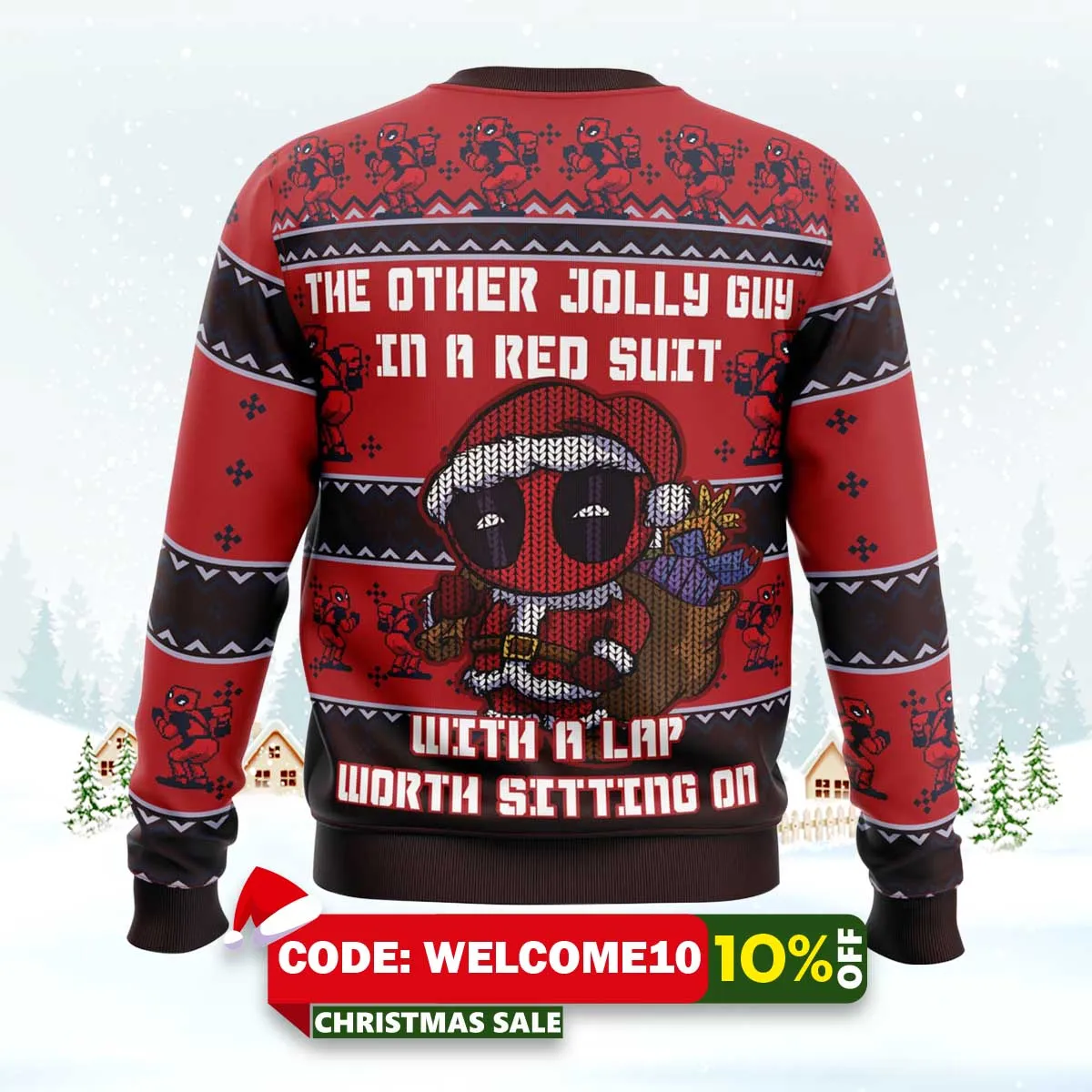 deadpool jolly red guy ugly christmas sweater 2 deadpool jolly red guy ugly christmas sweater 2