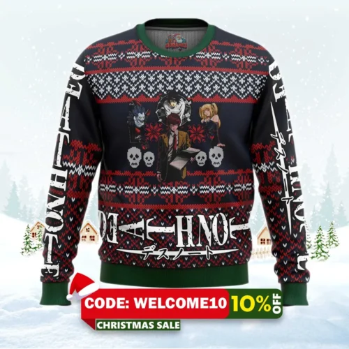death note characters alt ugly christmas sweater 1