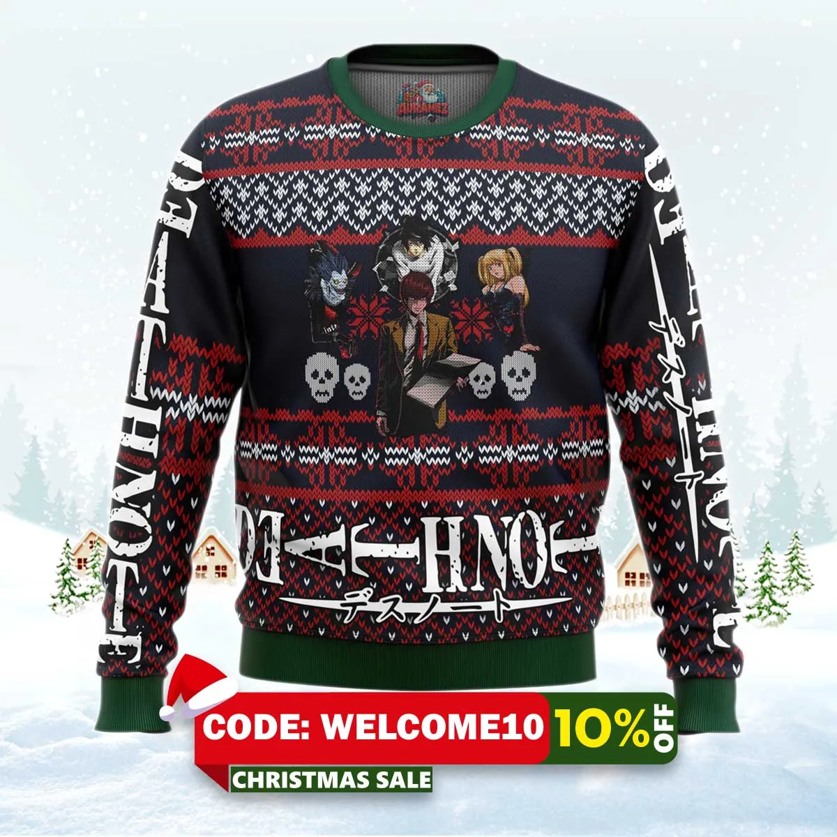 death note characters alt ugly christmas sweater 1 death note characters alt ugly christmas sweater 1