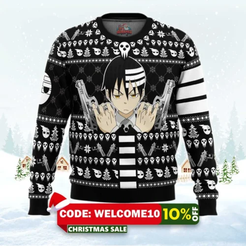 death the kid soul eater ugly christmas sweater 1
