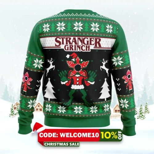 demogorgon stranger grinch stranger things ugly christmas sweater 2