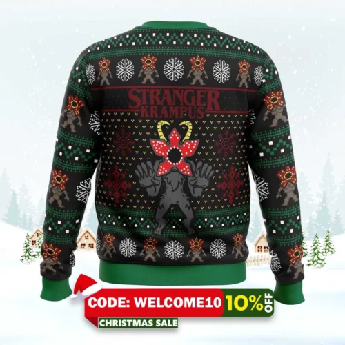 Demogorgon Stranger Krampus Stranger Things Ugly Christmas Sweater 1 demogorgon stranger krampus stranger things ugly christmas sweater 2