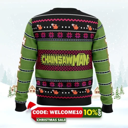 Denji Chainsaw Man Ugly Christmas Sweater 1 denji chainsaw man ugly christmas sweater 2