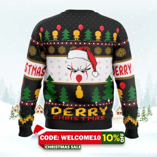 derry pennywise christmas ugly christmas sweater 2