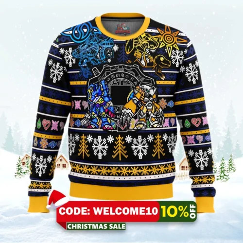 digimon ugly christmas sweater 1
