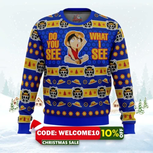 do you see what i see monkey d luffy one piece ugly christmas sweater 1