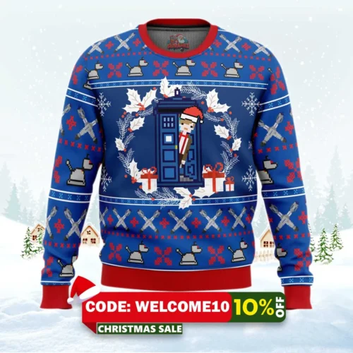 doctor who tardis ugly christmas sweater 1