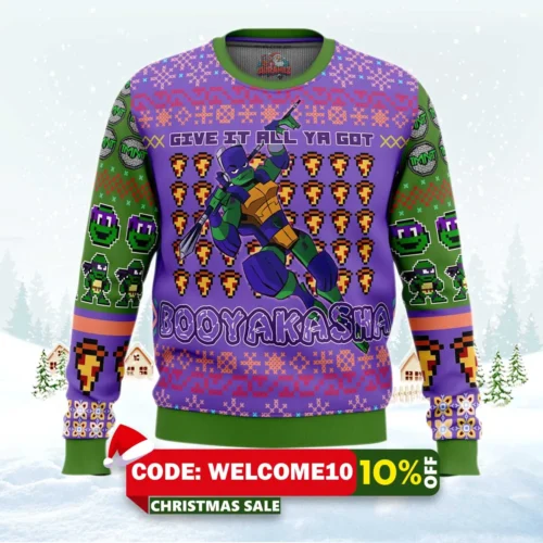 donatello rise of the teenage mutant ninja turtles ugly christmas sweater 1