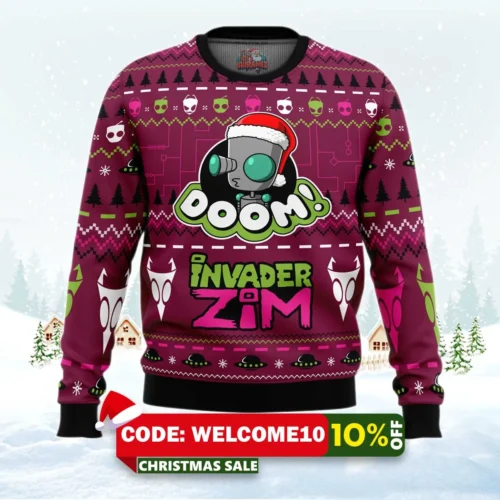 doom invader zim ugly christmas sweater 1