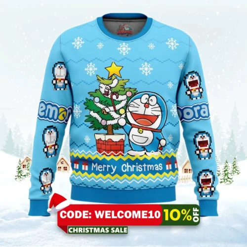 doraemon ugly christmas sweater 1