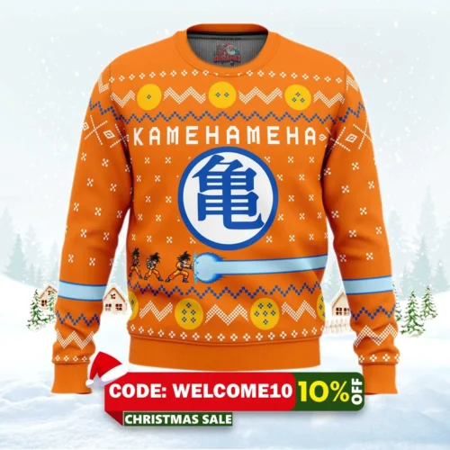 dragon ball z kamehameha ugly christmas sweater 1