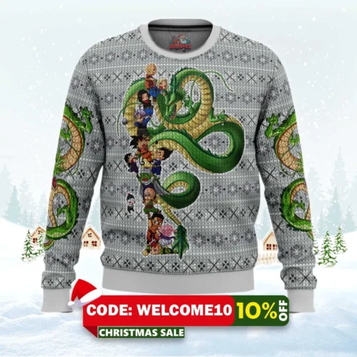 dragonball z play with the dragon ugly christmas sweater 1