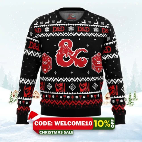 dungeons and dragons ugly christmas sweater 1