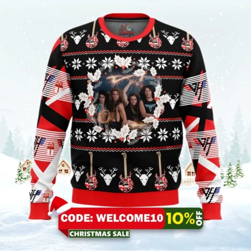 eddie van halen ugly christmas sweater 1