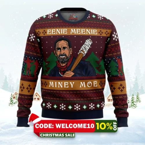 eenie meenie the walking dead ugly christmas sweater 1