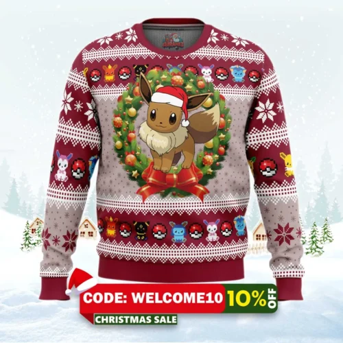 eevee christmas pokemon ugly christmas sweater 1