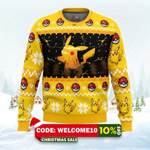 electric monster pokemon ugly christmas sweater 1