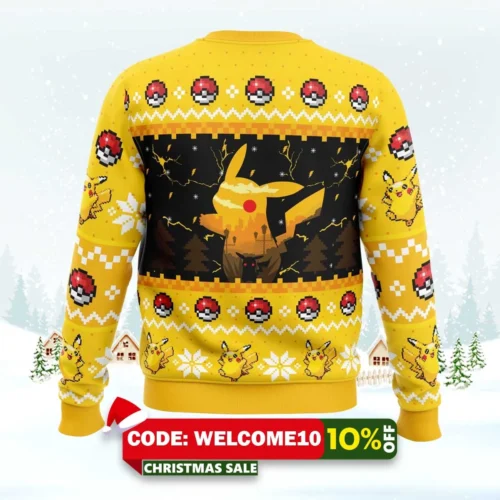Electric Monster Pokemon Ugly Christmas Sweater 1 electric monster pokemon ugly christmas sweater 2