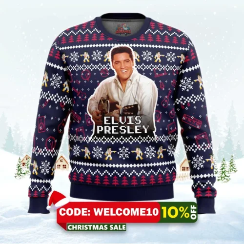 elvis presley ugly christmas sweater 1