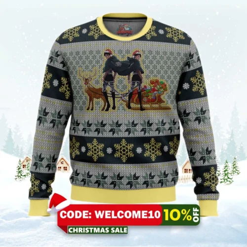 eren levi attack on titan ugly christmas sweater 1