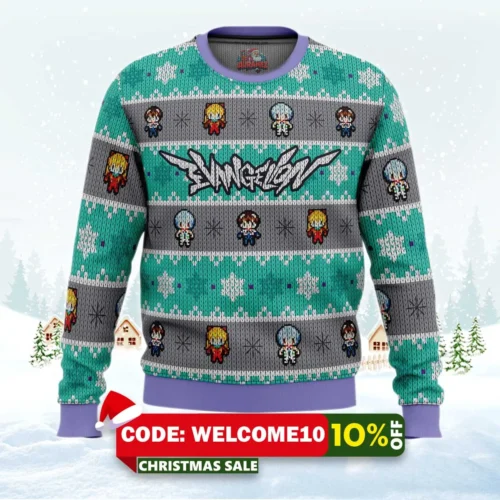 evangelion units neon genesis evangelion ugly christmas sweater 1