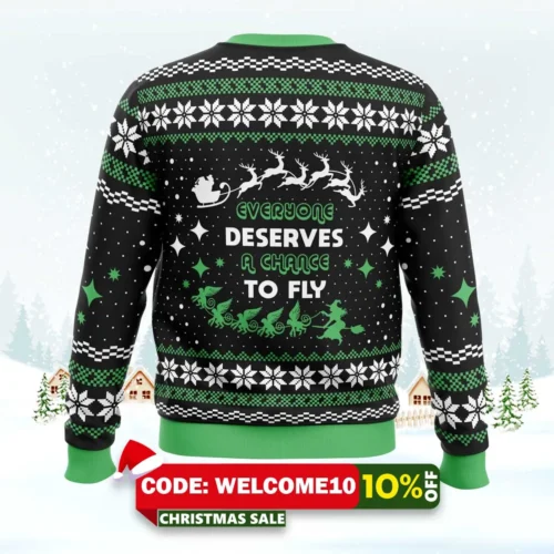 everyone deserves to fly wicked and christmas ugly christmas sweater 2