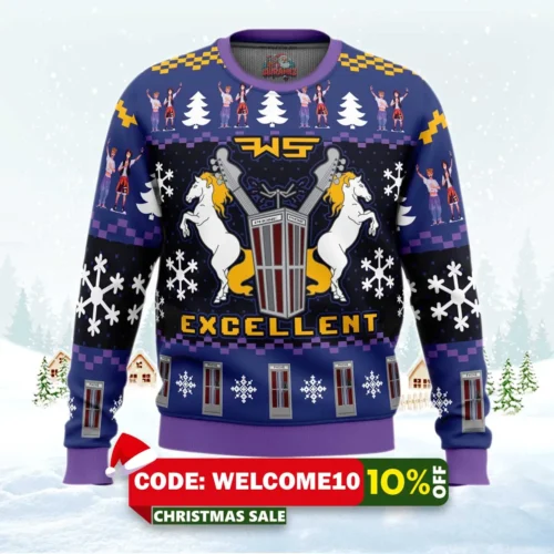 excellent bill and ted ugly christmas sweater 1