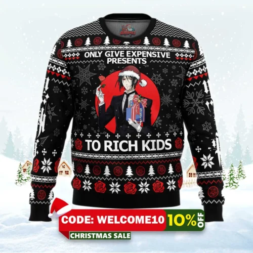 expensive gifts black butler ugly christmas sweater 1