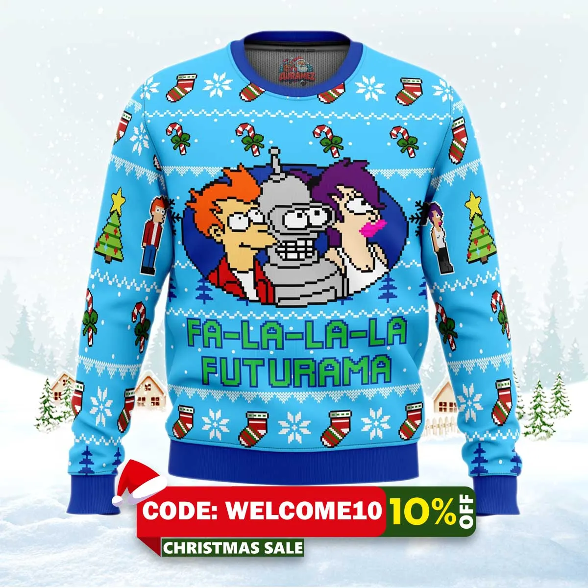 fa la la la futurama holiday ugly christmas sweater 1 fa la la la futurama holiday ugly christmas sweater 1