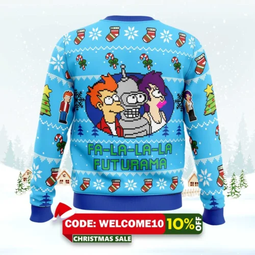 Fa La La La Futurama Holiday Ugly Christmas Sweater 1 fa la la la futurama holiday ugly christmas sweater 2