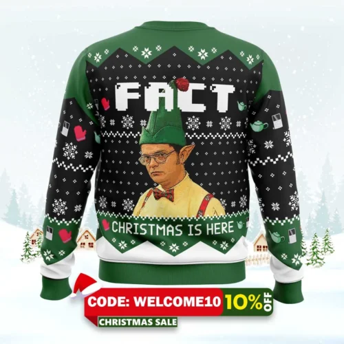 Fact Christmas Is Here The Office Ugly Christmas Sweater 1 fact christmas is here the office ugly christmas sweater 2