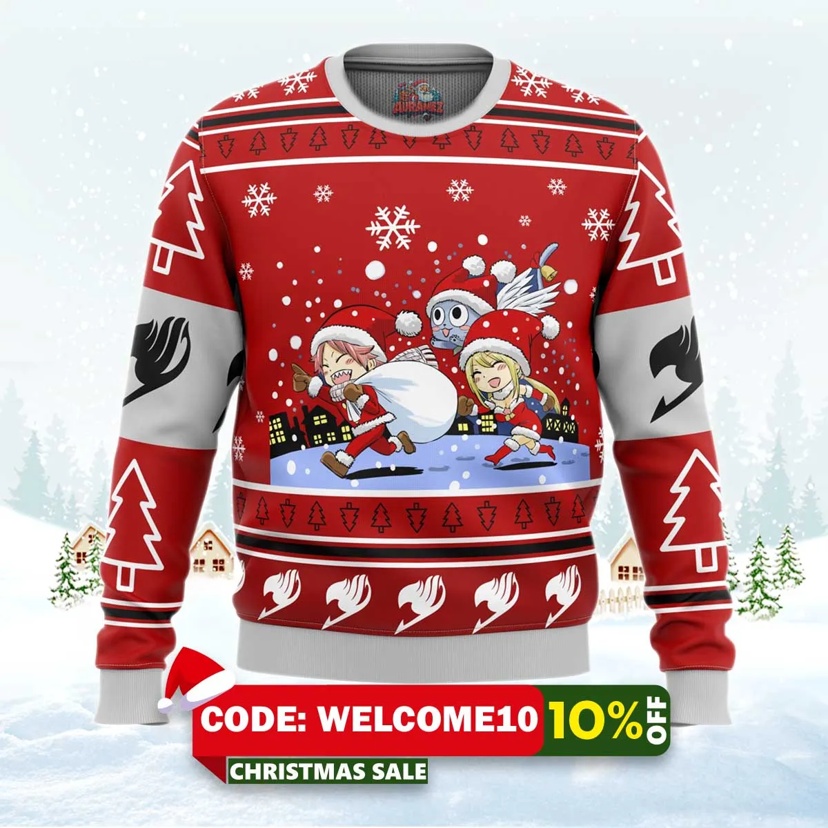 fairy tail chibi xmas ugly christmas sweater 1 fairy tail chibi xmas ugly christmas sweater 1