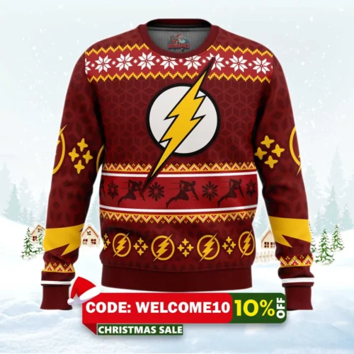 fast christmas the flash dc comics ugly christmas sweater 1