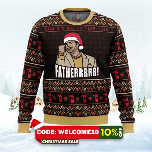 fatherrrr the it crowd ugly christmas sweater 1