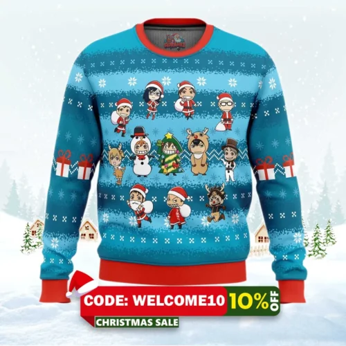 festive haikyuu ugly christmas sweater 1