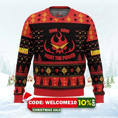 fight the power tengen toppa gurren lagann ugly christmas sweater 1