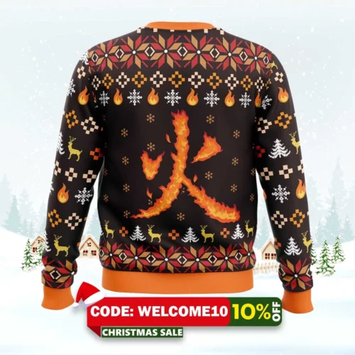 Fire Rengoku Demon Slayer Christmas Sweater 1 fire rengoku demon slayer christmas sweater 2