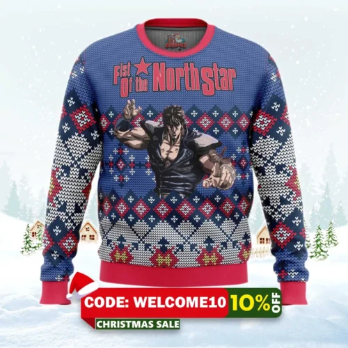 fist of the north star alt ugly christmas sweater 1