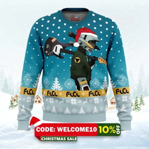 flcl canti saw christmas tree ugly christmas sweater 1