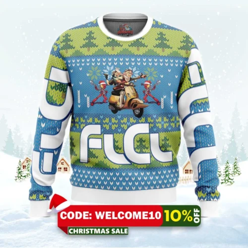 flcl fooly cooly alt ugly christmas sweater 1