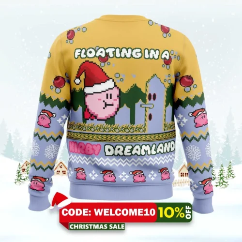 floating in a kirby dreamland ugly christmas sweater 2