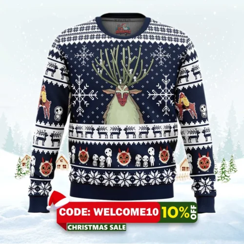 forest spirit princess mononoke ugly christmas sweater 1