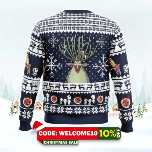 forest spirit princess mononoke ugly christmas sweater 2