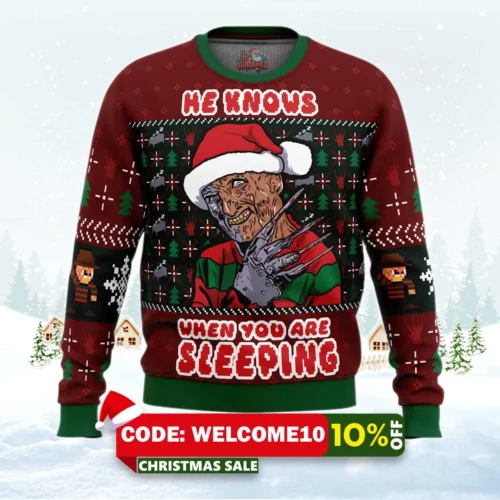fred claws christmas freddy krueger ugly christmas sweater 1