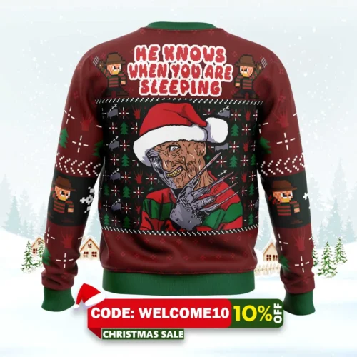 fred claws christmas freddy krueger ugly christmas sweater 2