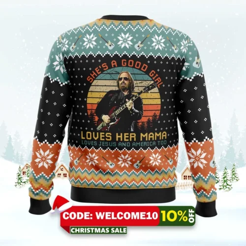 free fallin' tom petty ugly christmas sweater 2
