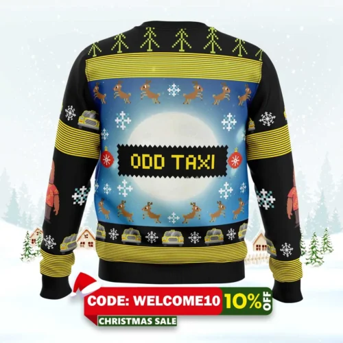full moon odd taxi ugly christmas sweater 2